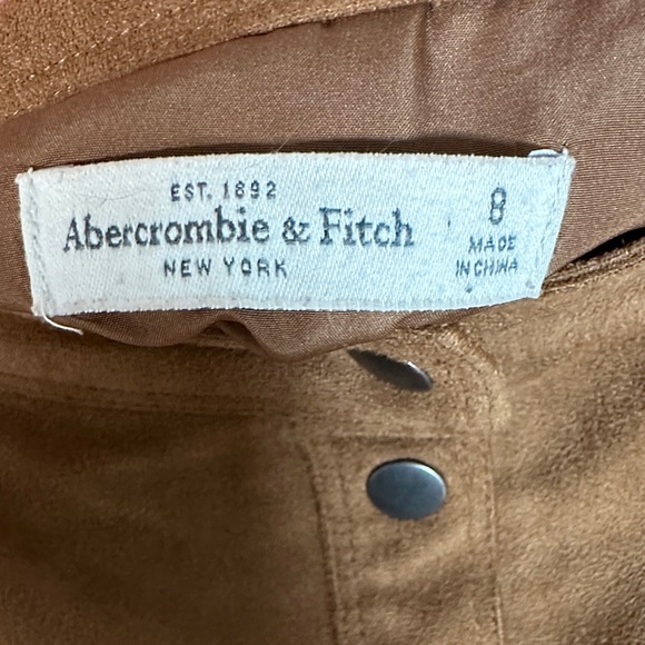 Abercrombie & Fitch Mini Skirt Button-Front Brown Suede Size 8 - Picture 2 of 5